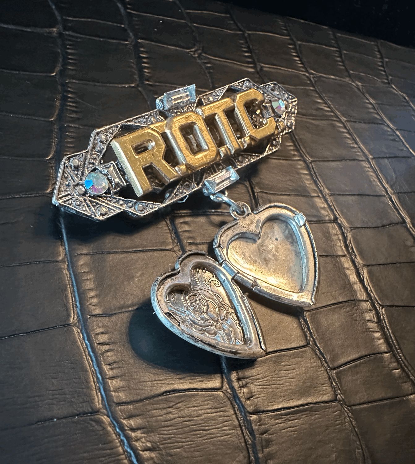 US Army ROTC Bling Pin Brooch Locket