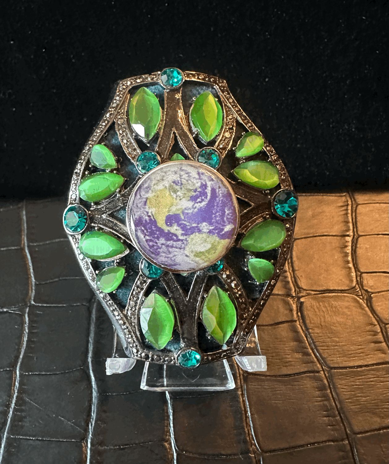 Earth Day Bling Pin Brooch