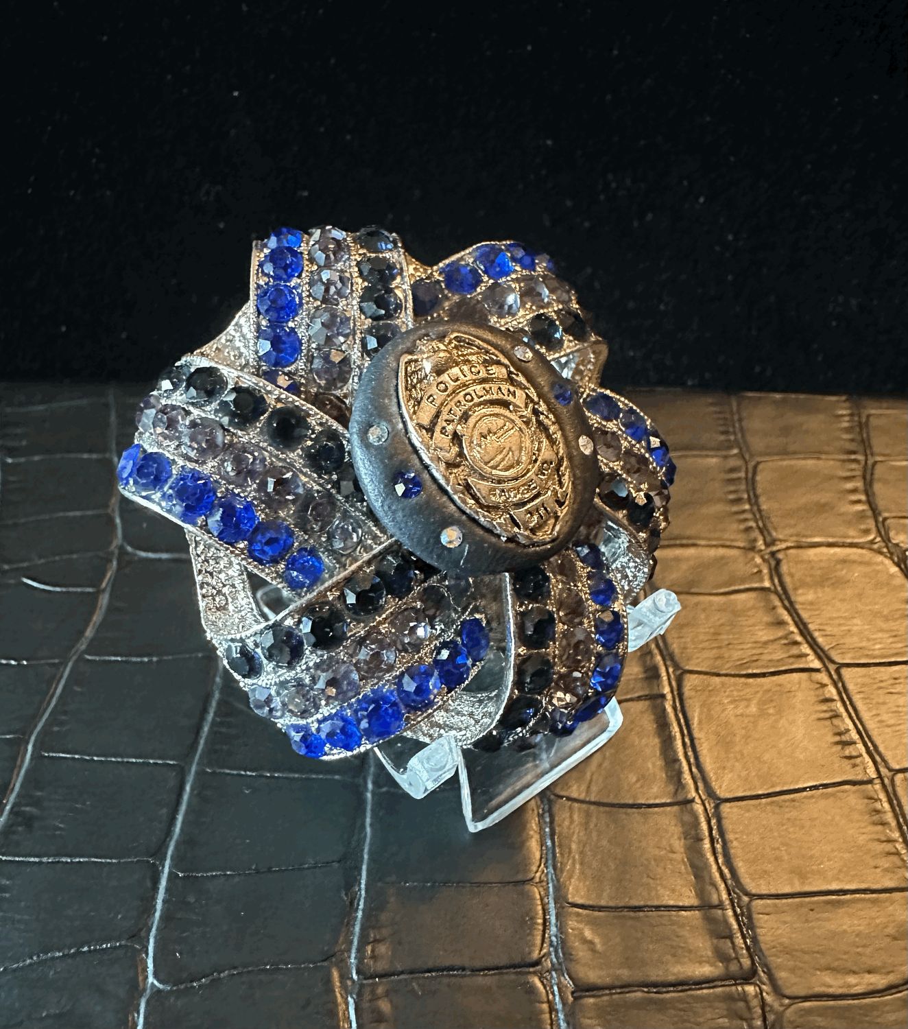 Thin Blue Line Police Bling Pin Brooch