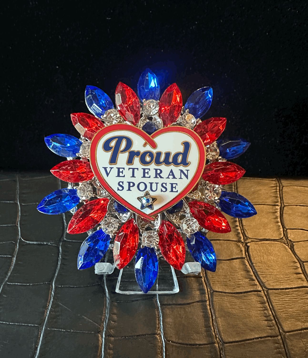 Veteran Spouse Bling Pin Brooch