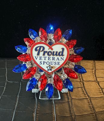 Veteran Spouse Bling Pin Brooch