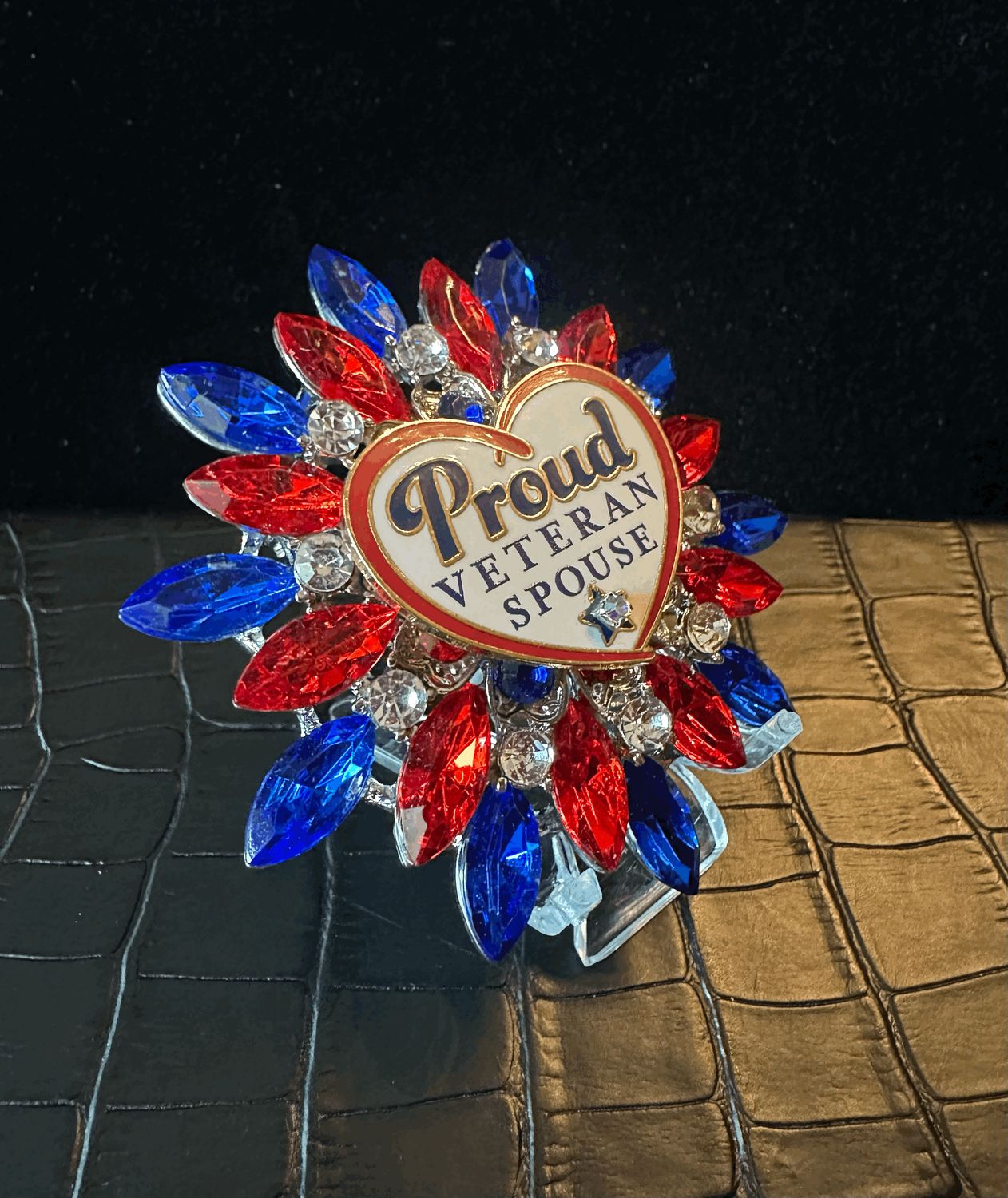 Veteran Spouse Bling Pin Brooch
