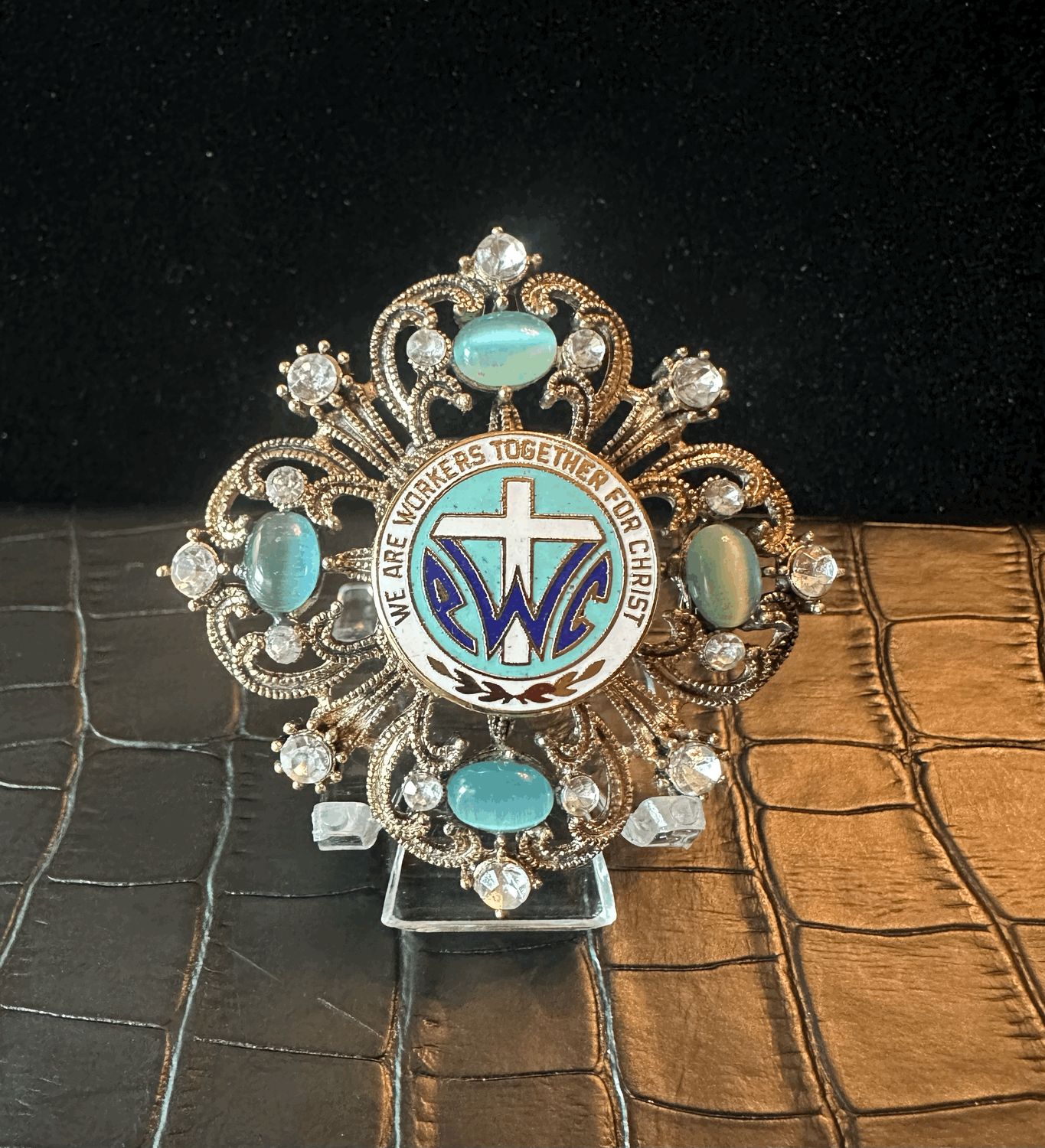 PWOC Protestant Women of the Chapel Bling Pin Brooch