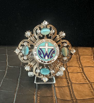 PWOC Protestant Women of the Chapel Bling Pin Brooch