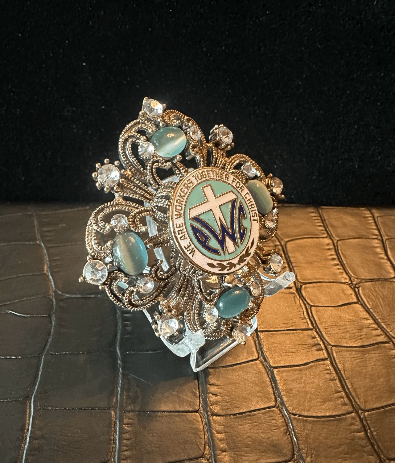 PWOC Protestant Women of the Chapel Bling Pin Brooch