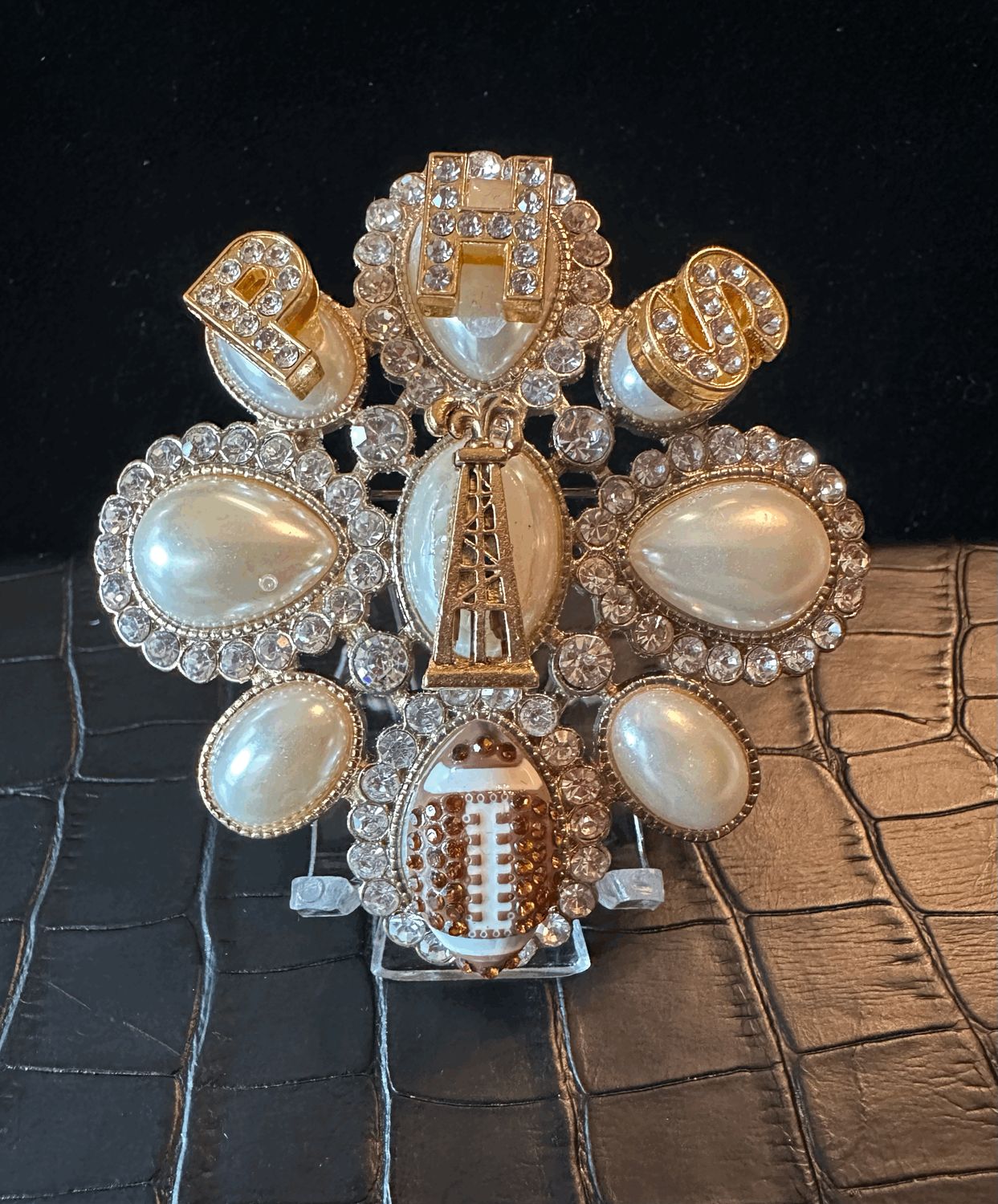 PHS Pearland High School Football Bling Pin Brooch
