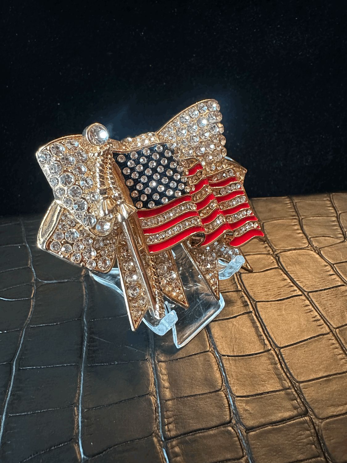 American Flag Bling Pin Brooch