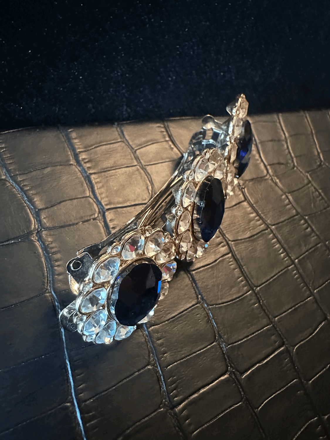 Blue Rhinestone Hair Barrette