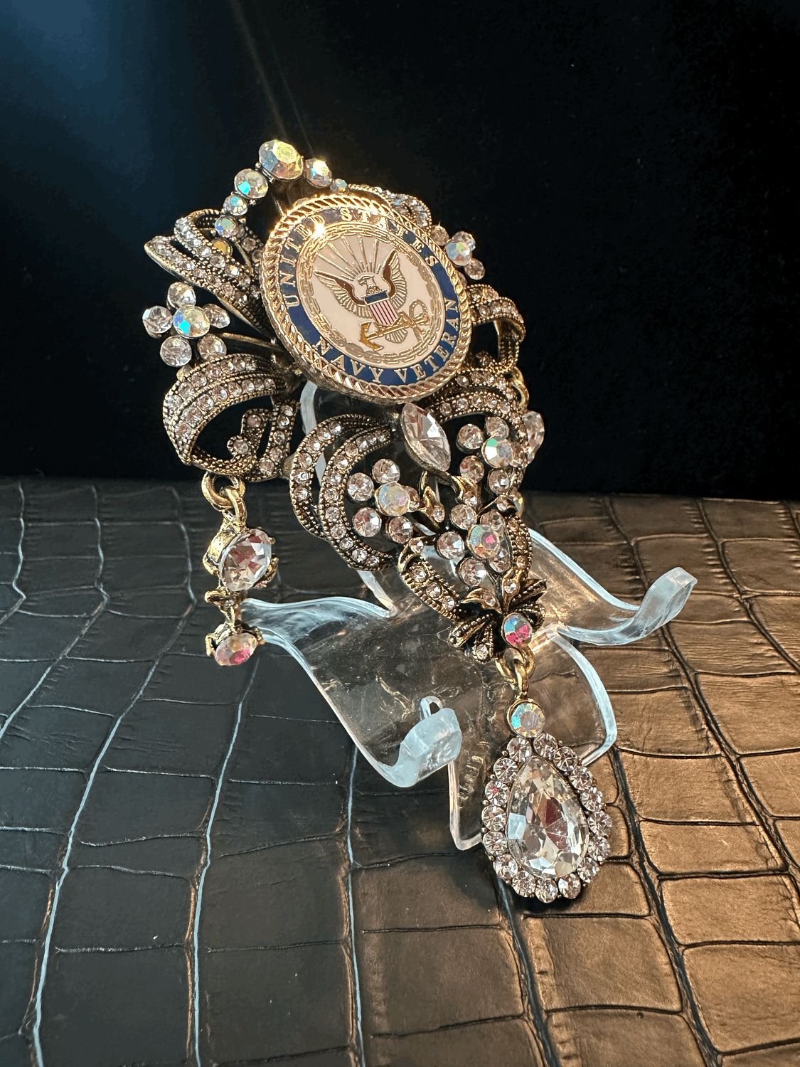 US Navy Statement Bling Pin Brooch