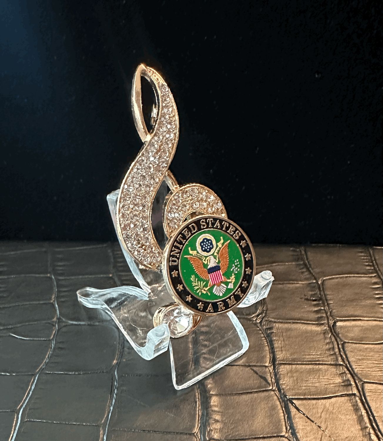US Army Band Bling Pin Brooch