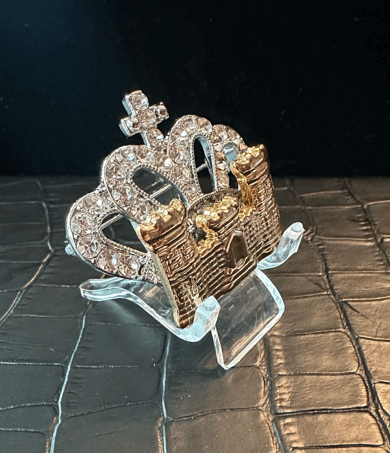 US Army Engineer Queen of the Castle Bling Pin Brooch