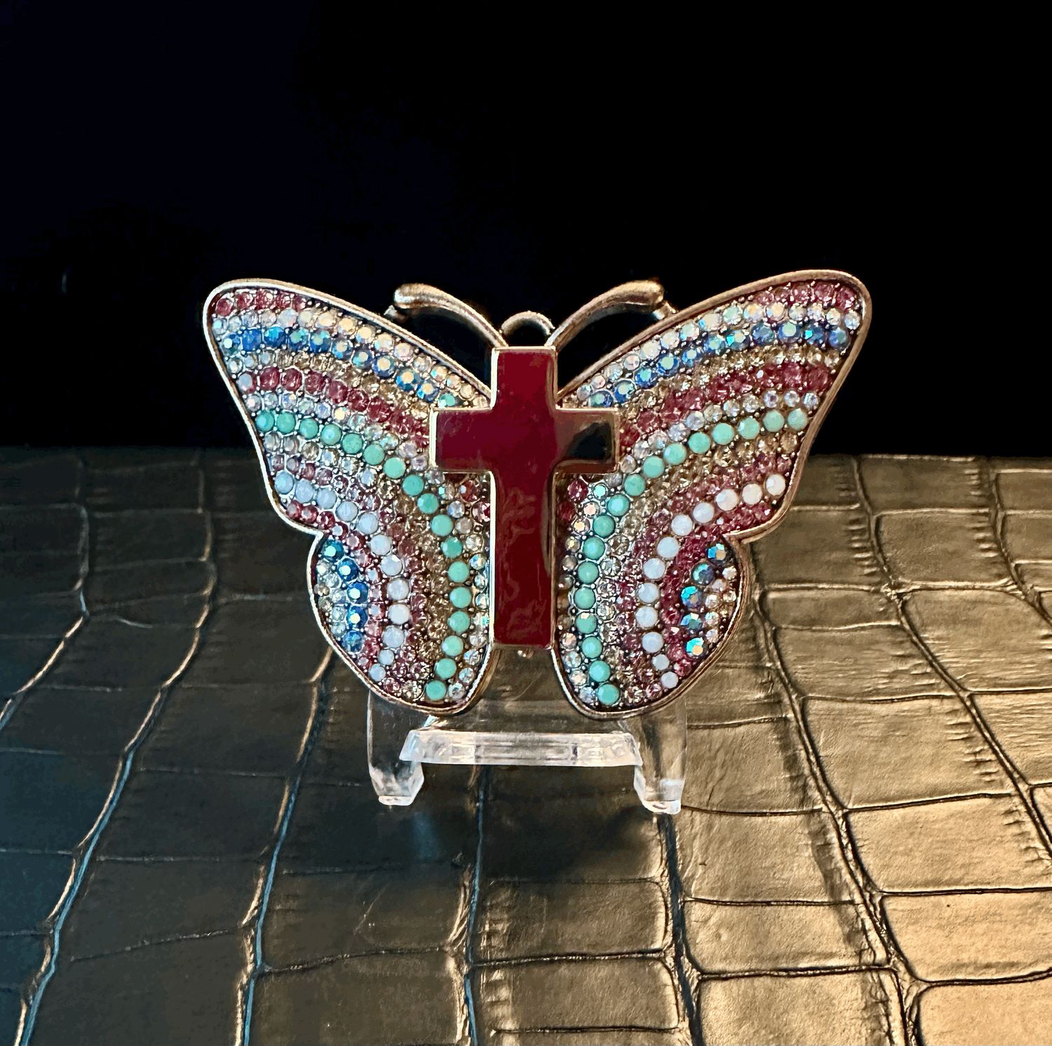US Army Chaplain Cross Bling Pin Brooch