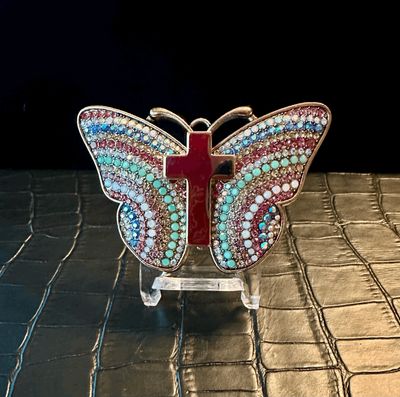 US Army Chaplain Cross Bling Pin Brooch