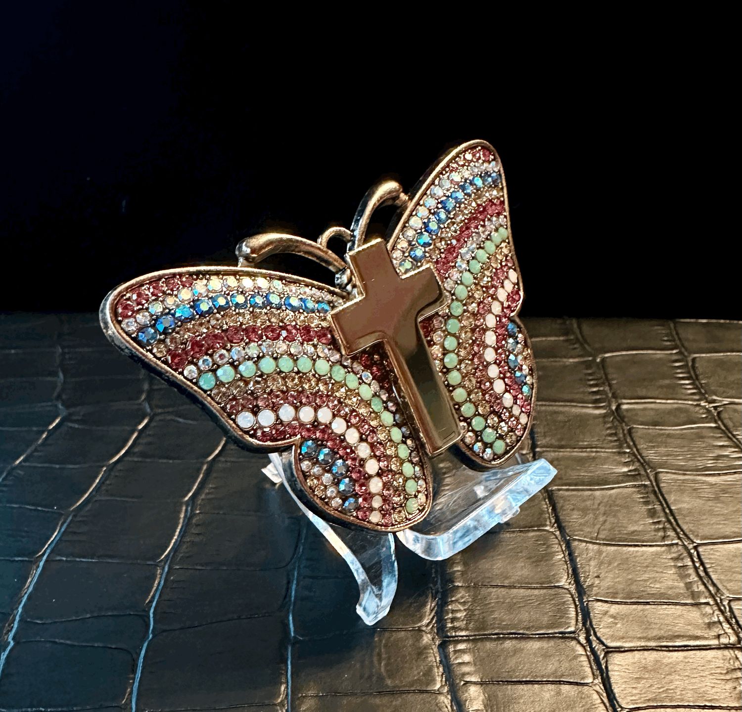US Army Chaplain Cross Bling Pin Brooch