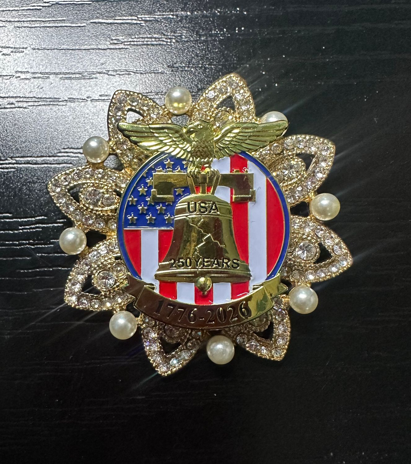 America's 250th Bling Pin Brooch - Pearl Eagle