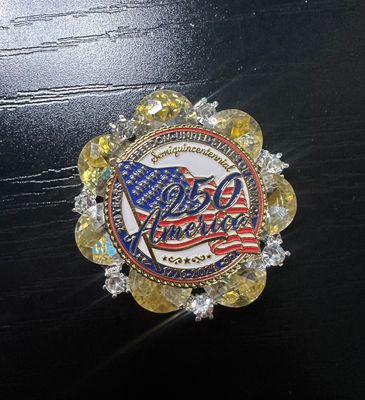 America's 250th Bling Pin Brooch - Clear Flag