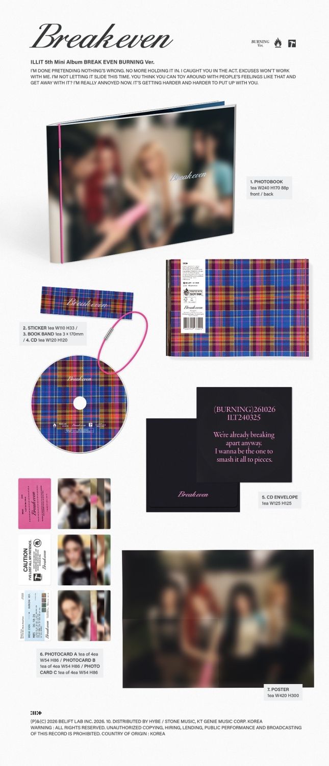 ILLIT - (Early Bird - Weverse Gift) 5th Mini Album [BREAK EVEN] (BURNING Ver. / QUIET Ver. / MAD Ver.)