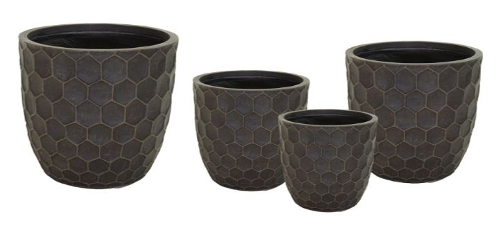 Yara Egg Pot 4er Set Yara Egg Pot 4er Set, Farbe: Braun, Form: rund, Gefäß: Topf, Material: Clayfibre, Oberfläche: modern