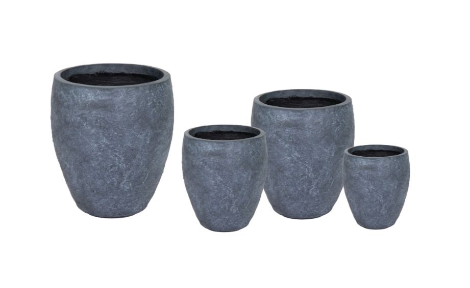 Arizona Bullet 4er Set D23/57 H20.5/50.5 Arizona Bullet 4er Set D23/57 H20.5/50.5, Farbe: Dunkelgrau, Form: rund, Gefäß: Topf, Material: Clayfibre, Oberfläche: antik