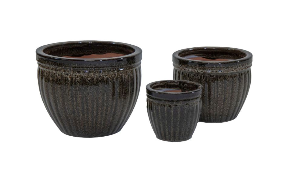 Glazed Pumpkin 3er Set D19/38 H18/30 Glazed Pumpkin 3er Set D19/38 H18/30, Farbe: Braun, Form: rund, Gefäß: Topf, Material: Keramik, Oberfläche: hochglanz