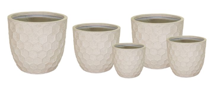 Yara Egg Pot 5er Set Yara Egg Pot 5er Set, Farbe: Sand, Form: rund, Gefäß: Topf, Material: Clayfibre, Oberfläche: modern