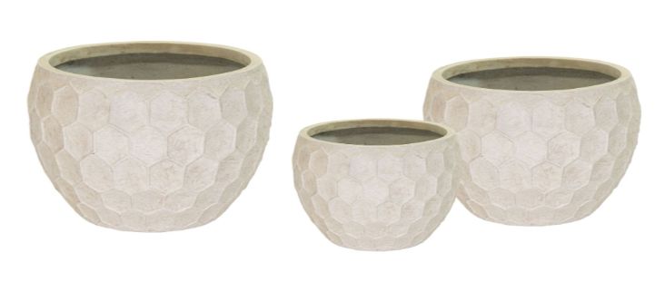 Yara Bowl 3er Set D31/56 H19.5/36.5 Yara Bowl 3er Set D31/56 H19.5/36.5, Farbe: Sand, Form: rund, Gefäß: Topf, Material: Clayfibre, Oberfläche: modern