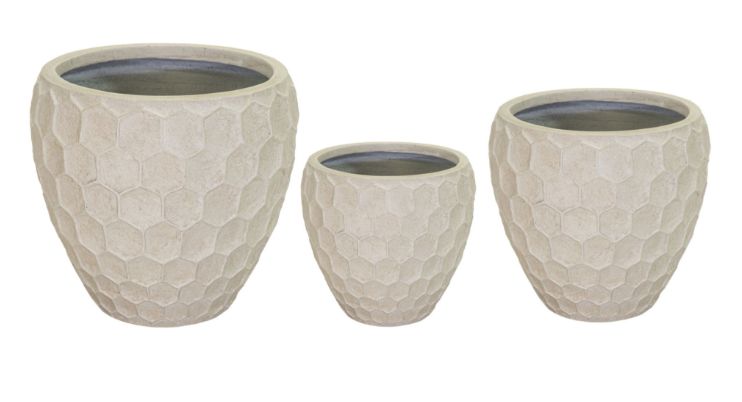 Yara Belly 3er Set D31/56 H28/50 Yara Belly 3er Set D31/56 H28/50, Farbe: Sand, Form: rund, Gefäß: Topf, Material: Clayfibre, Oberfläche: modern