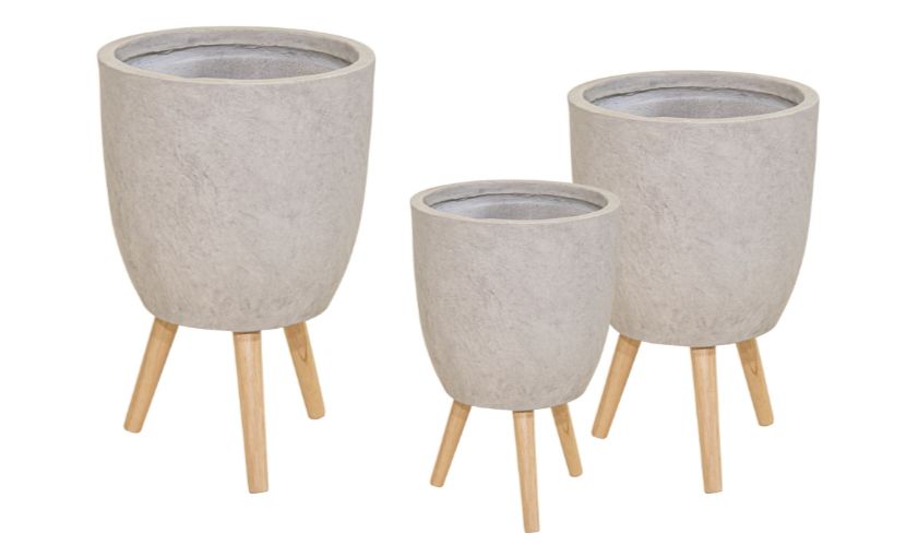 Clayfibre Leggs Egg Pot S3 D25/39H41/58, Material: Clayfibre, Farbe: Sand, Gefäß: Topf, Form: rund, Oberfläche: antik