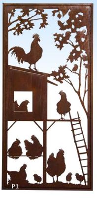 Paravent Hühner1 H200B100