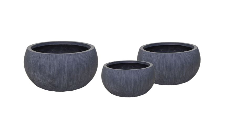 Nora Bullet Bowl 3er Set Nora Bullet Bowl 3er Set, Farbe: Dunkelgrau, Form: rund, Gefäß: Schale, Material: Clayfibre, Oberfläche: antik