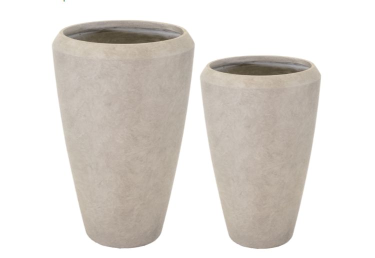 Mila Vase 2er Set D44/56 H68/86, Farbe: Sand, Form: rund, Gefäß: Vase, Material: Clayfibre, Oberfläche: antik