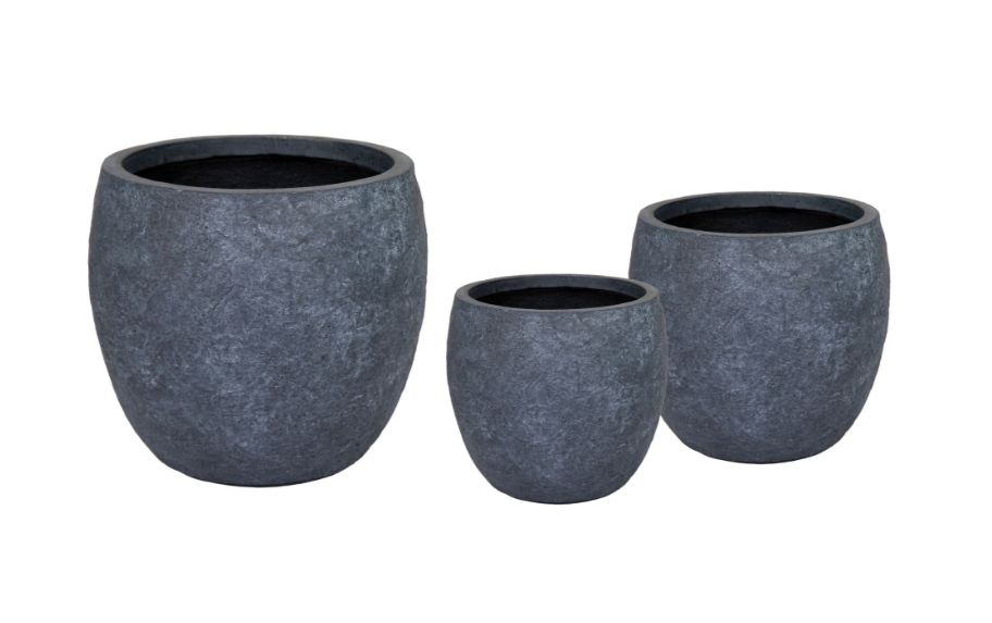 Arizona Bullet 3er Set D23/44 H20.5/39 Arizona Bullet 3er Set D23/44 H20.5/39, Farbe: Dunkelgrau, Form: rund, Gefäß: Topf, Material: Clayfibre, Oberfläche: antik