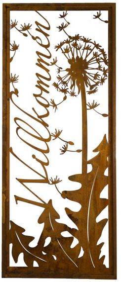 Stele offene Pusteblume Willkommen H135B55