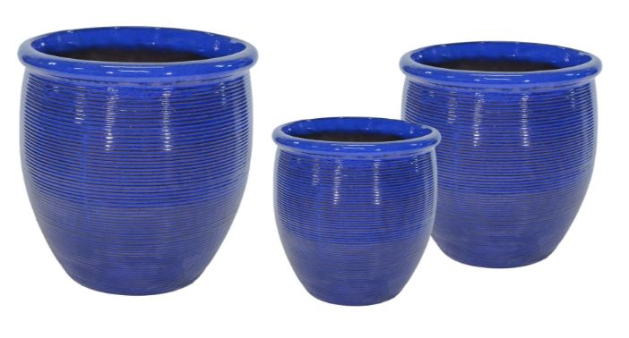 Noble Jar Line 3er Set Noble Jar Line 3er Set, Farbe: Blau, Form: rund, Gefäß: Topf, Material: Keramik, Oberfläche: hochglanz