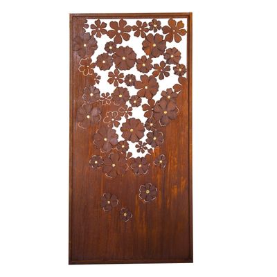 Paravent Blütentraum mit aufgesetzten Blüten und Goldmitte H200B100