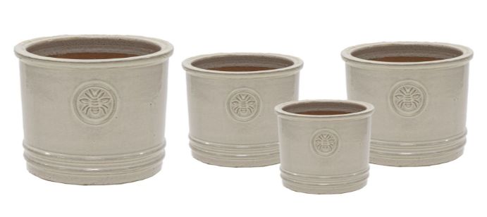 Glazed Bumble Bee Cylinder 4er Set Glazed Bumble Bee Cylinder 4er Set, Farbe: Weiß, Form: rund, Gefäß: Topf, Material: Keramik, Oberfläche: hochglanz