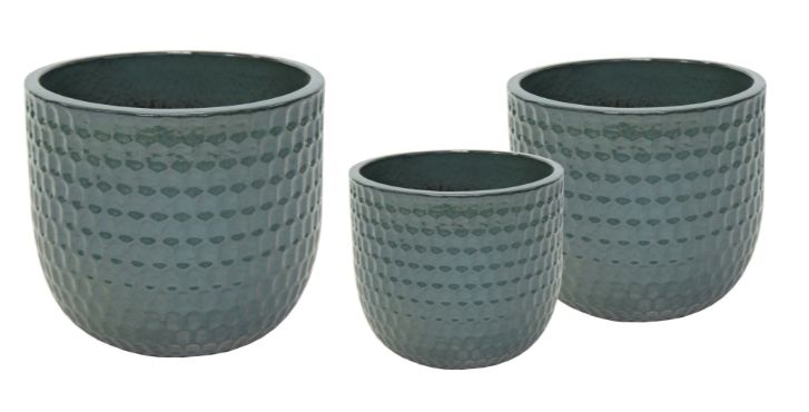 Noble Egg Facet 3er Set D30/48 H27/43 Noble Egg Facet 3er Set D30/48 H27/43, Farbe: Grün, Form: rund, Gefäß: Topf, Material: Keramik, Oberfläche: hochglanz