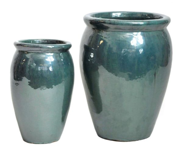 Glazed Delta Stretched 2er Set D27/38 H40/50 Glazed Delta Stretched 2er Set D27/38 H40/50, Farbe: Aquamarin, Form: rund, Gefäß: Vase, Material: Keramik, Oberfläche: hochglanz