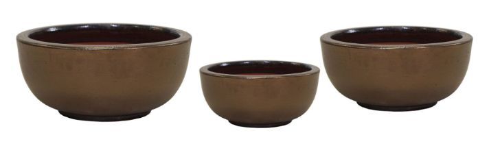 Glazed Bowl Curved 3er Set Glazed Bowl Curved 3er Set, Farbe: Braun, Form: rund, Gefäß: Schale, Material: Keramik, Oberfläche: hochglanz