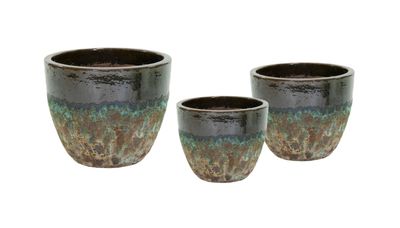 Antique 2Tone Egg 3er Set D22/38 H21/30 Mega Collections Antique 2Tone Egg 3er Set D30/48 H24/41 Pflanzgefäße aus Keramik in Türkis, Blau, …