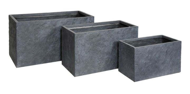Arizona Biguhi Graphite 3er Set Arizona Biguhi Graphite 3er Set, Farbe: Dunkelgrau, Form: viereckig, Gefäß: Topf, Material: Clayfibre, Oberfläche: Steinoptik