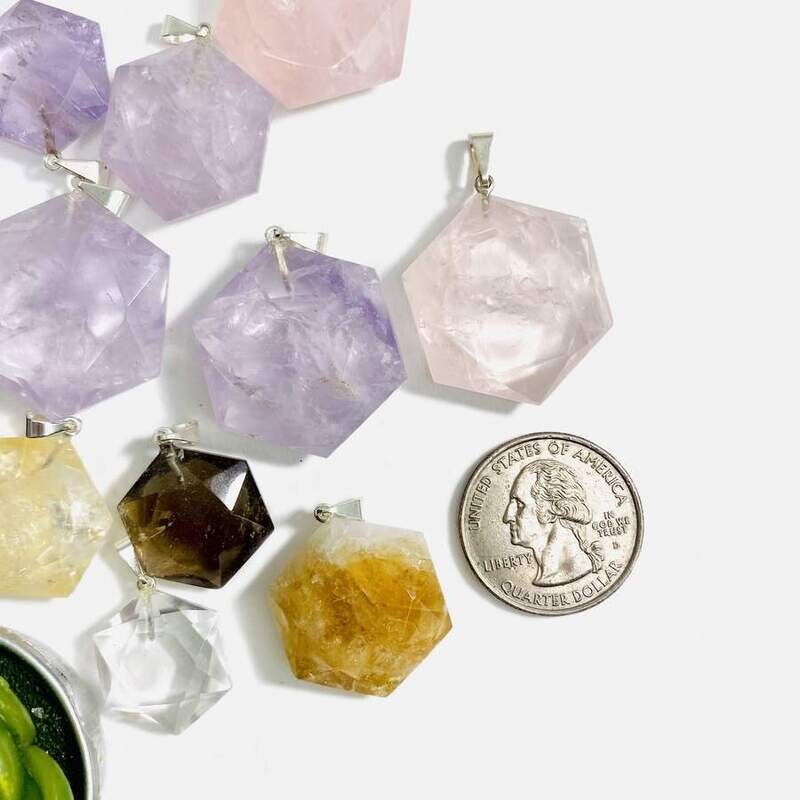 Hexagon Pendants, Amethyst