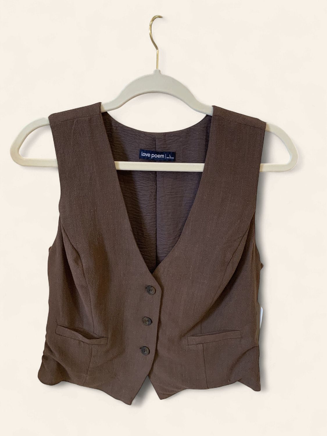 Linen|Button Up|V Neck|Vest