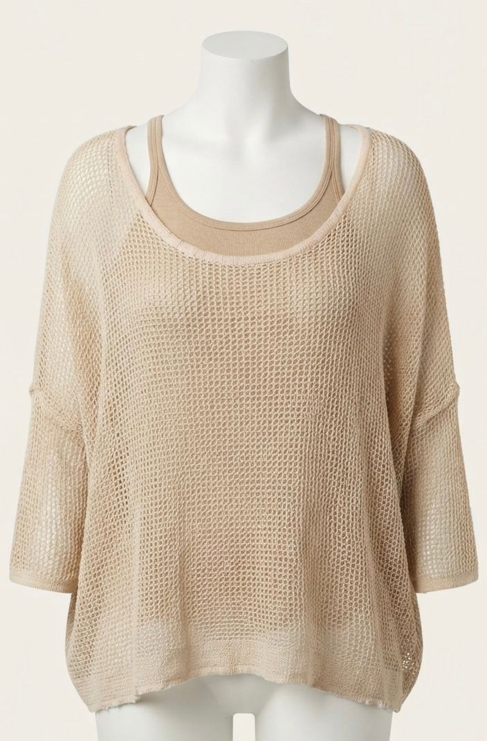 Cotton Mesh Wide Top|Look Mode