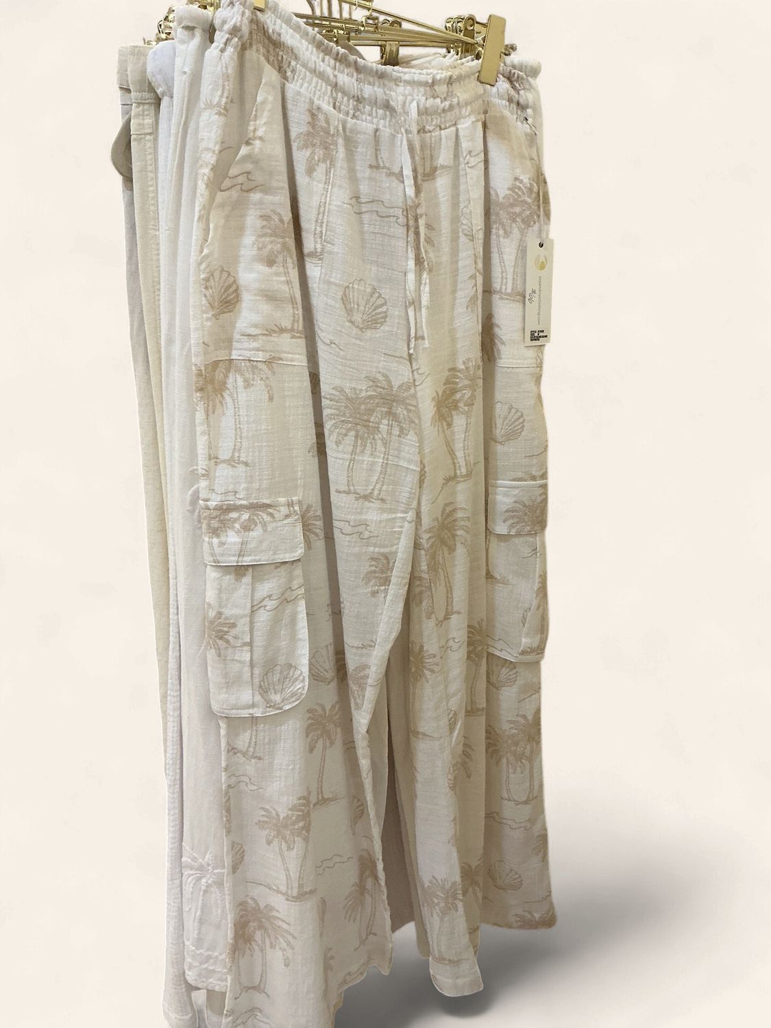 Island Escape| Tan Printed|Textured Cotton|Cargo Pant