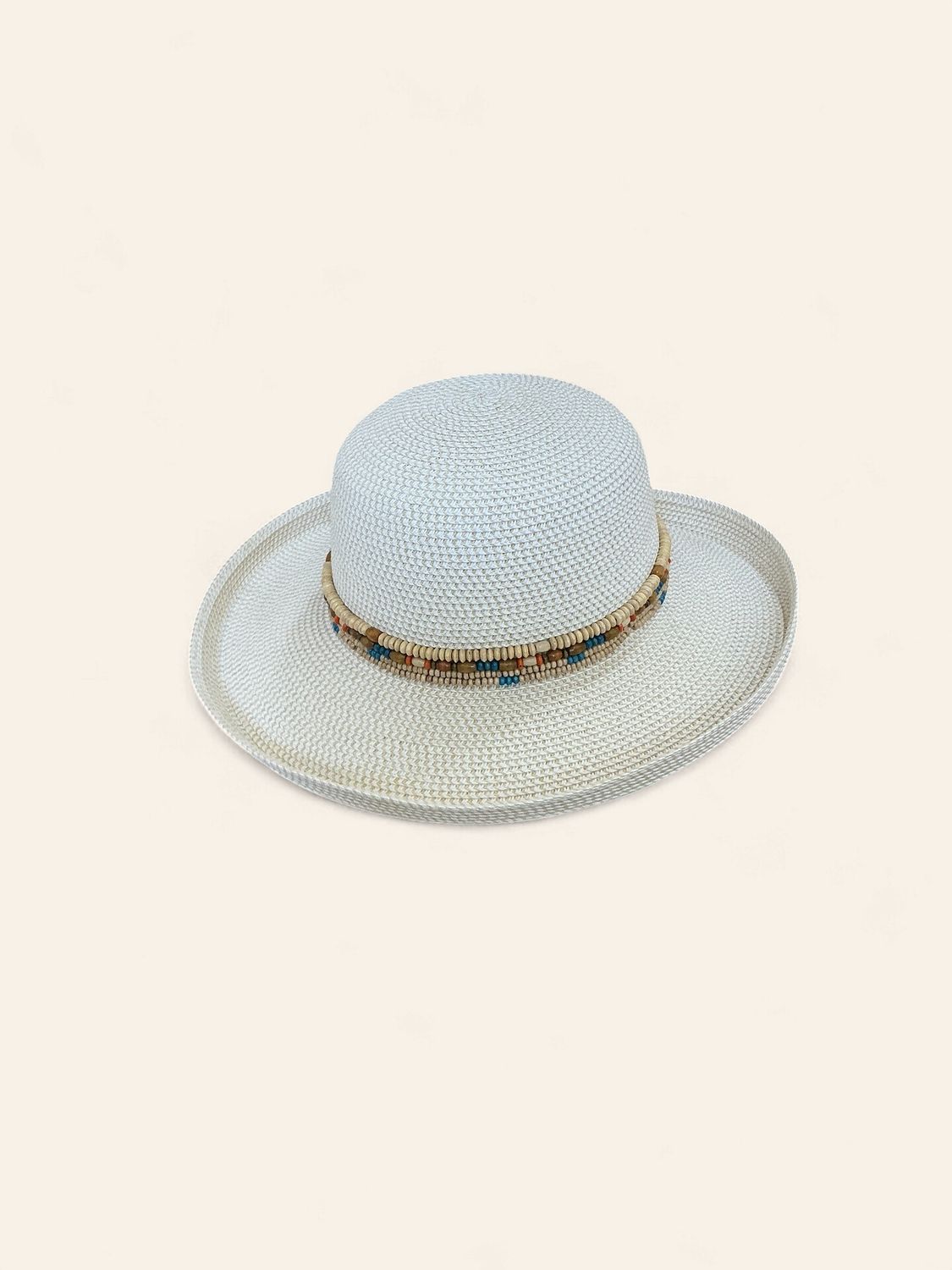 Hat|Lucky7|Cream|4 wooden bead