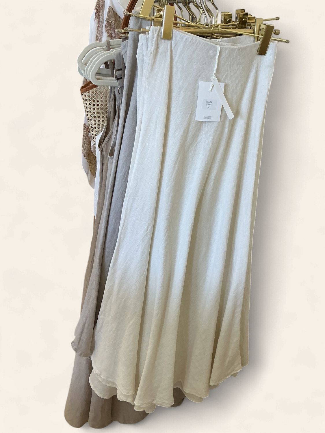 Crinkle|Linen| Midi Skirt