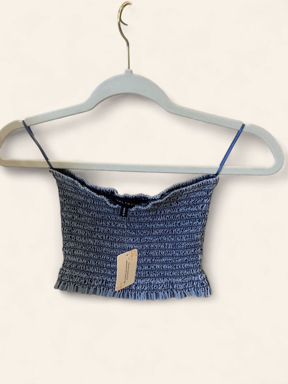 Smocked|Tube Top|Med Wash Denim