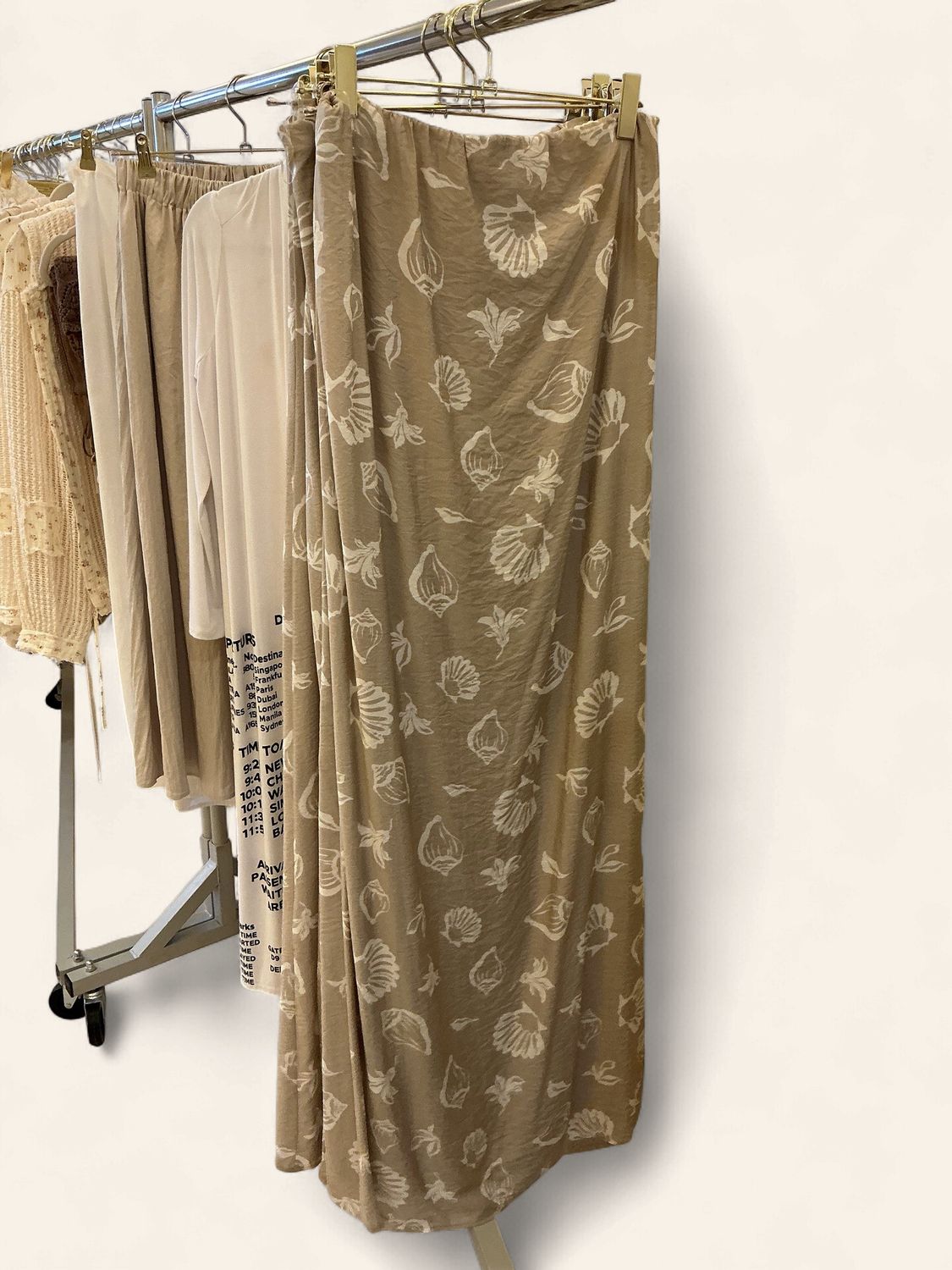 Strapless taupe shell dress