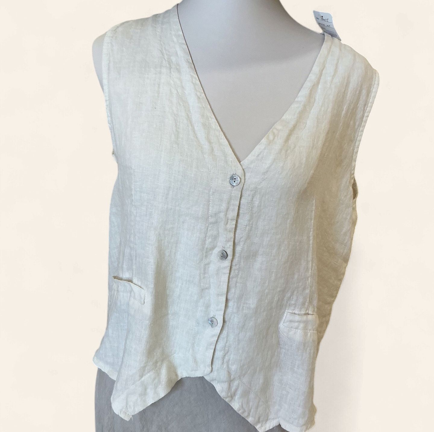 Button Down Vest w/ Faux Pocket